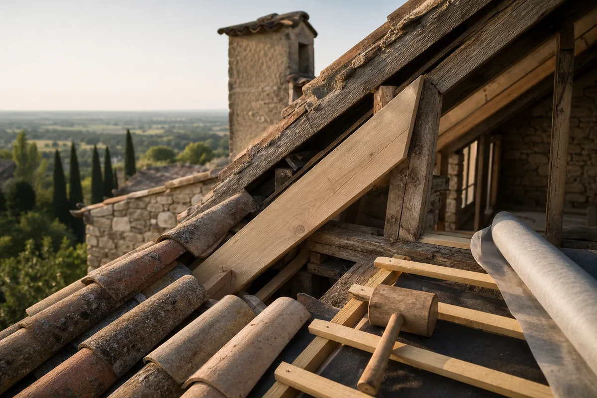 Combles aménagés sous une charpente traditionnelle aux fermes apparentes